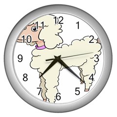 Poodle Dog Breed Cute Adorable Wall Clocks (silver)  by Nexatart