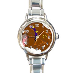 Bulldog Cartoon Angry Dog Round Italian Charm Watch by Nexatart