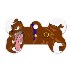 Bulldog Cartoon Angry Dog Dog Tag Bone (one Side) by Nexatart