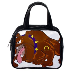 Bulldog Cartoon Angry Dog Classic Handbags (one Side) by Nexatart