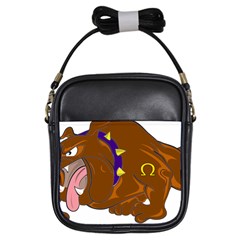 Bulldog Cartoon Angry Dog Girls Sling Bags by Nexatart