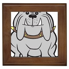 Gray Happy Dog Bulldog Pet Collar Framed Tiles by Nexatart