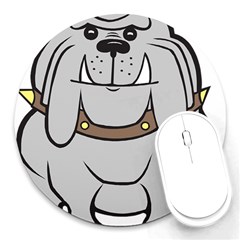 Gray Happy Dog Bulldog Pet Collar Round Mousepads by Nexatart