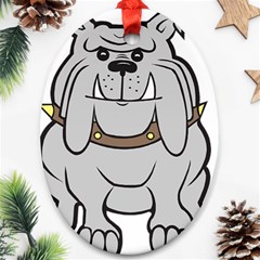 Gray Happy Dog Bulldog Pet Collar Ornament (oval) by Nexatart