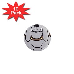 Gray Happy Dog Bulldog Pet Collar 1  Mini Magnet (10 Pack)  by Nexatart