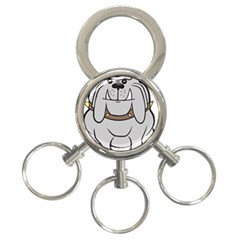 Gray Happy Dog Bulldog Pet Collar 3-ring Key Chains by Nexatart