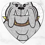 Gray Happy Dog Bulldog Pet Collar Jigsaw Puzzle (Heart) Front