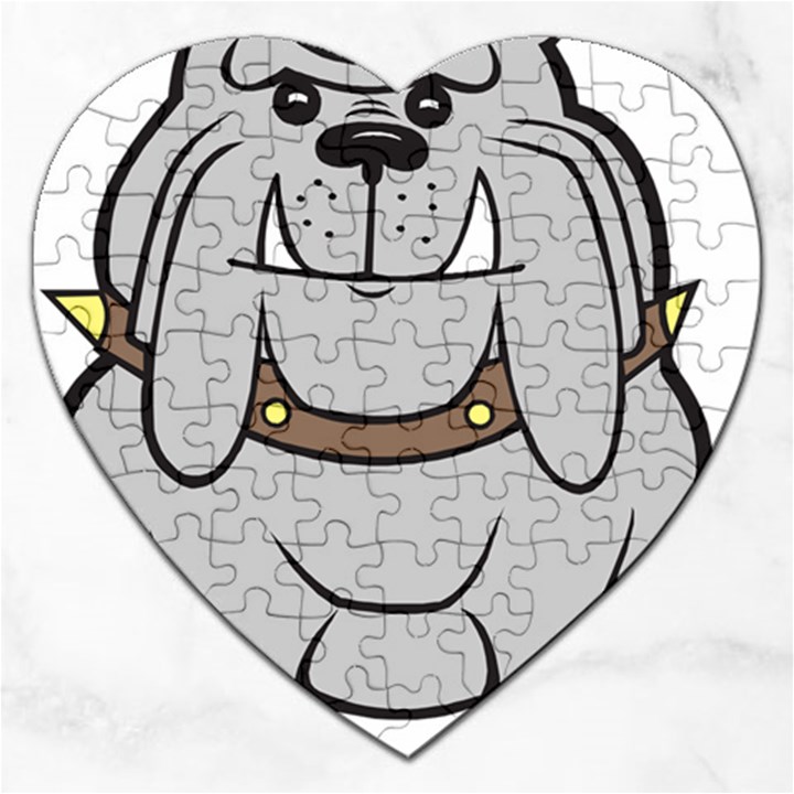 Gray Happy Dog Bulldog Pet Collar Jigsaw Puzzle (Heart)