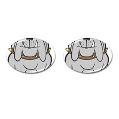 Gray Happy Dog Bulldog Pet Collar Cufflinks (Oval)