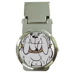 Gray Happy Dog Bulldog Pet Collar Money Clip Watches