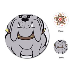 Gray Happy Dog Bulldog Pet Collar Playing Cards (round)  by Nexatart