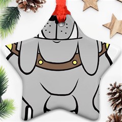 Gray Happy Dog Bulldog Pet Collar Star Ornament (two Sides) by Nexatart