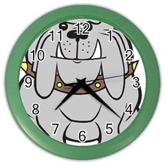 Gray Happy Dog Bulldog Pet Collar Color Wall Clocks