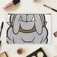 Gray Happy Dog Bulldog Pet Collar Cosmetic Bag (Large) 