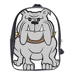 Gray Happy Dog Bulldog Pet Collar School Bag (Large)