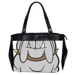 Gray Happy Dog Bulldog Pet Collar Office Handbags (2 Sides)  by Nexatart