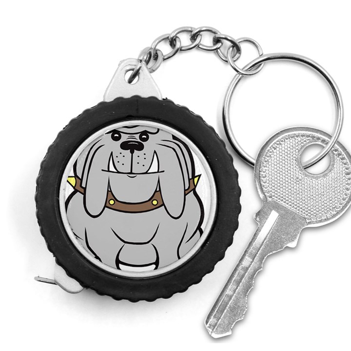 Gray Happy Dog Bulldog Pet Collar Measuring Tape