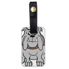 Gray Happy Dog Bulldog Pet Collar Luggage Tags (One Side) 