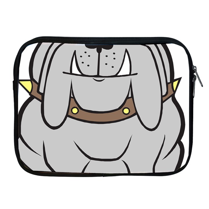 Gray Happy Dog Bulldog Pet Collar Apple iPad 2/3/4 Zipper Cases