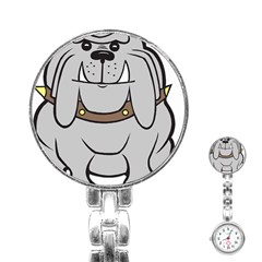 Gray Happy Dog Bulldog Pet Collar Stainless Steel Nurses Watch