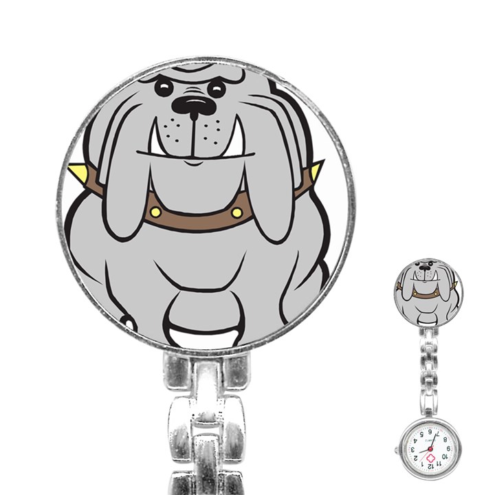 Gray Happy Dog Bulldog Pet Collar Stainless Steel Nurses Watch