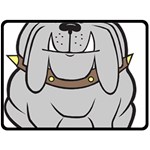 Gray Happy Dog Bulldog Pet Collar Double Sided Fleece Blanket (Large)  80 x60  Blanket Front