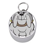 Gray Happy Dog Bulldog Pet Collar Mini Silver Compasses Front