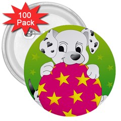 Dalmatians Dog Puppy Animal Pet 3  Buttons (100 Pack)  by Nexatart