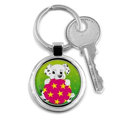 Dalmatians Dog Puppy Animal Pet Key Chains (round)  by Nexatart