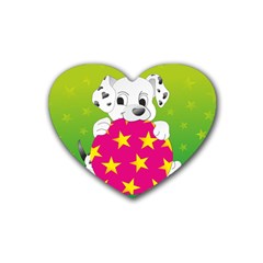 Dalmatians Dog Puppy Animal Pet Rubber Coaster (heart)  by Nexatart