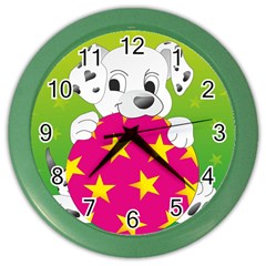 Dalmatians Dog Puppy Animal Pet Color Wall Clocks by Nexatart