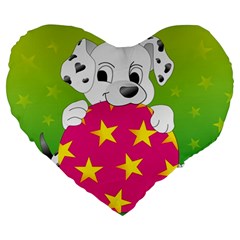 Dalmatians Dog Puppy Animal Pet Large 19  Premium Heart Shape Cushions by Nexatart