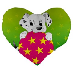 Dalmatians Dog Puppy Animal Pet Large 19  Premium Flano Heart Shape Cushions by Nexatart