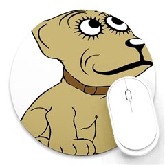 Dog Cute Sitting Puppy Pet Round Mousepads by Nexatart