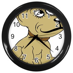 Dog Cute Sitting Puppy Pet Wall Clocks (black) by Nexatart