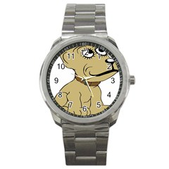 Dog Cute Sitting Puppy Pet Sport Metal Watch by Nexatart