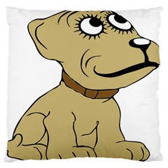 Dog Cute Sitting Puppy Pet Large Flano Cushion Case (two Sides) by Nexatart