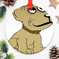 Dog Cute Sitting Puppy Pet Ornament (round) by Nexatart