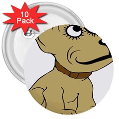 Dog Cute Sitting Puppy Pet 3  Buttons (10 Pack)  by Nexatart