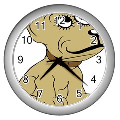 Dog Cute Sitting Puppy Pet Wall Clocks (silver)  by Nexatart