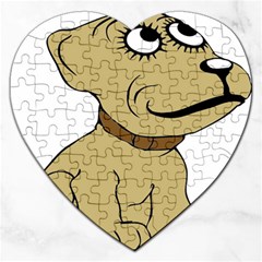 Dog Cute Sitting Puppy Pet Jigsaw Puzzle (heart) by Nexatart