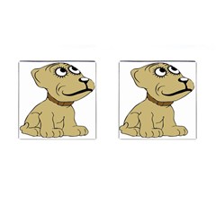 Dog Cute Sitting Puppy Pet Cufflinks (square) by Nexatart