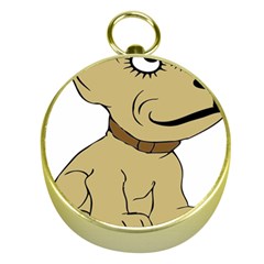 Dog Cute Sitting Puppy Pet Gold Compasses by Nexatart