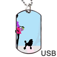 Woman Girl Lady Female Young Dog Tag Usb Flash (two Sides) by Nexatart