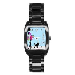 Woman Girl Lady Female Young Stainless Steel Barrel Watch by Nexatart