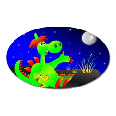 Dragon Grisu Mythical Creatures Oval Magnet by Nexatart