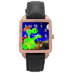 Dragon Grisu Mythical Creatures Rose Gold Leather Watch 