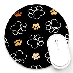 Dog Pawprint Tracks Background Pet Round Mousepads by Nexatart