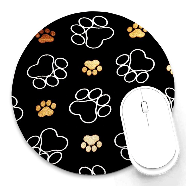 Dog Pawprint Tracks Background Pet Round Mousepads