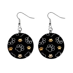 Dog Pawprint Tracks Background Pet Mini Button Earrings by Nexatart